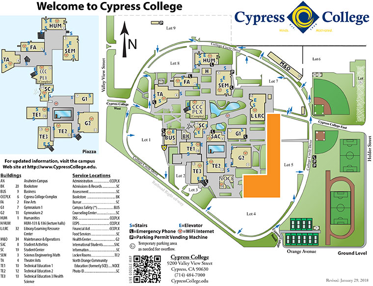 Campus Map & Directions – Cypress College