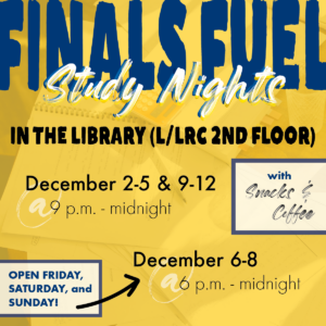 Information about finals fuel event on a yellow background.