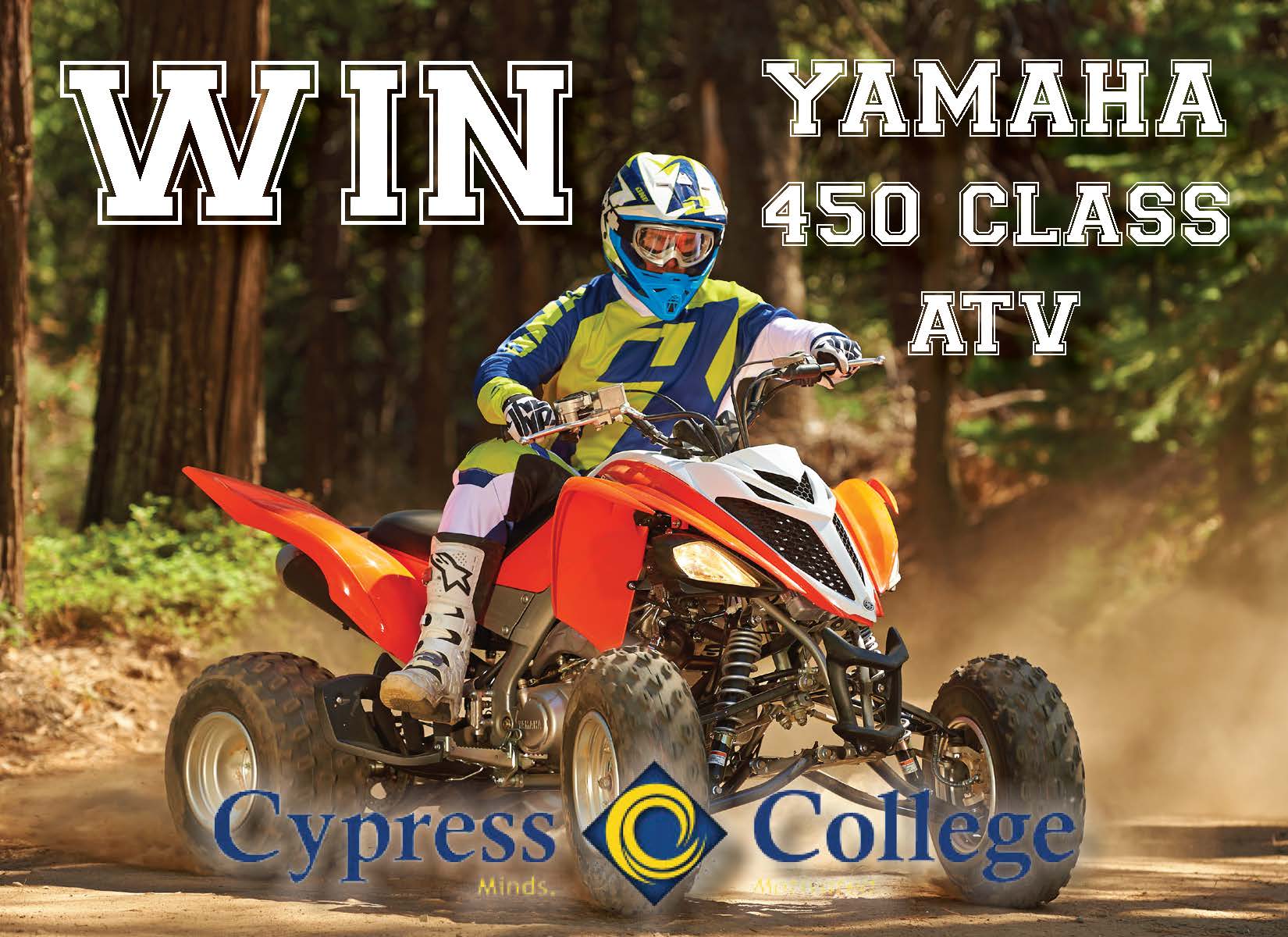 1 in 200 Chance to Win a Yamaha 450 Class ATV