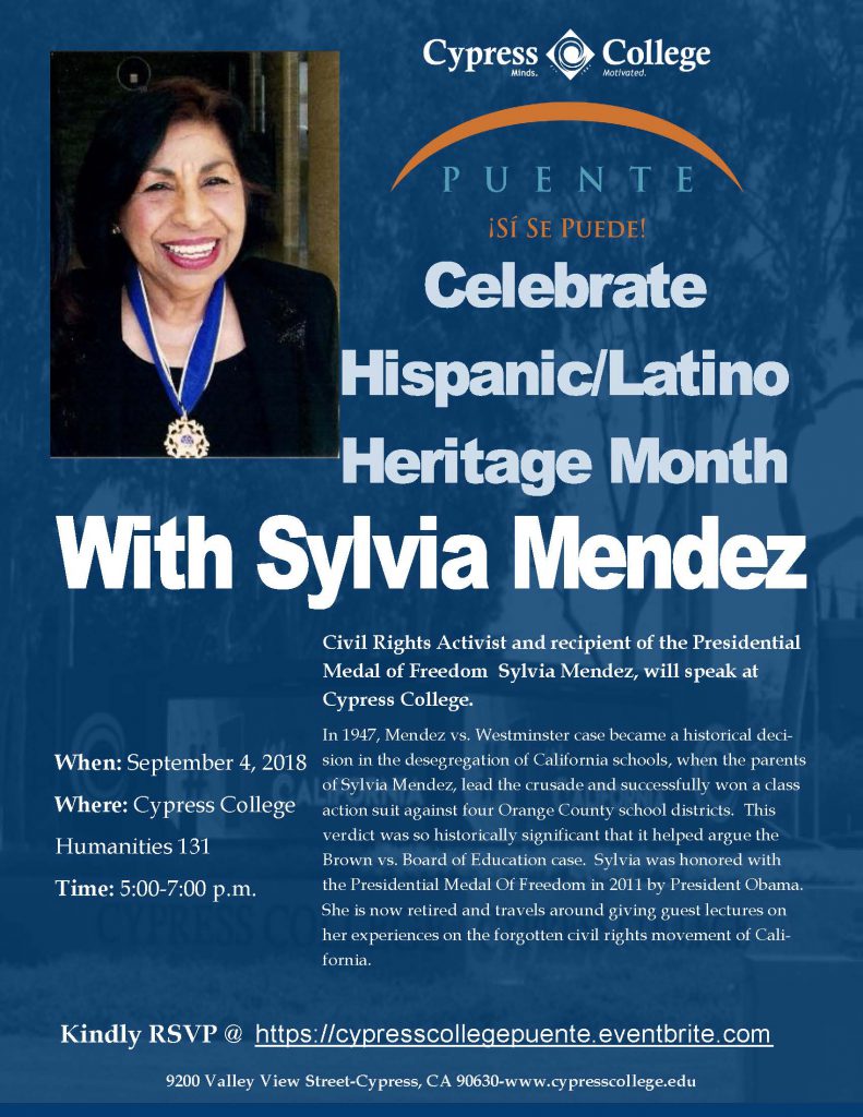 Celebrate Hispanic Latino Heritage Month With Sylvia Mendez - Cypress 